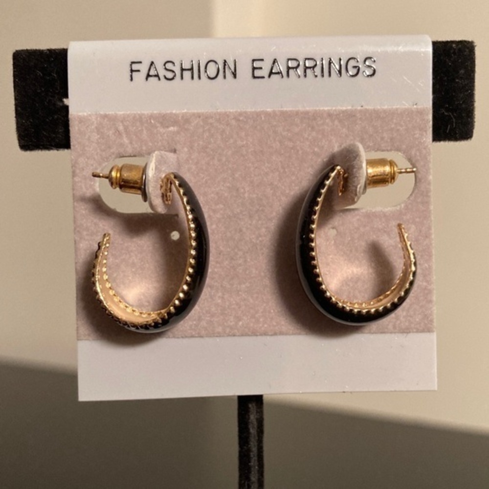Gold and Black Fashion Earrings